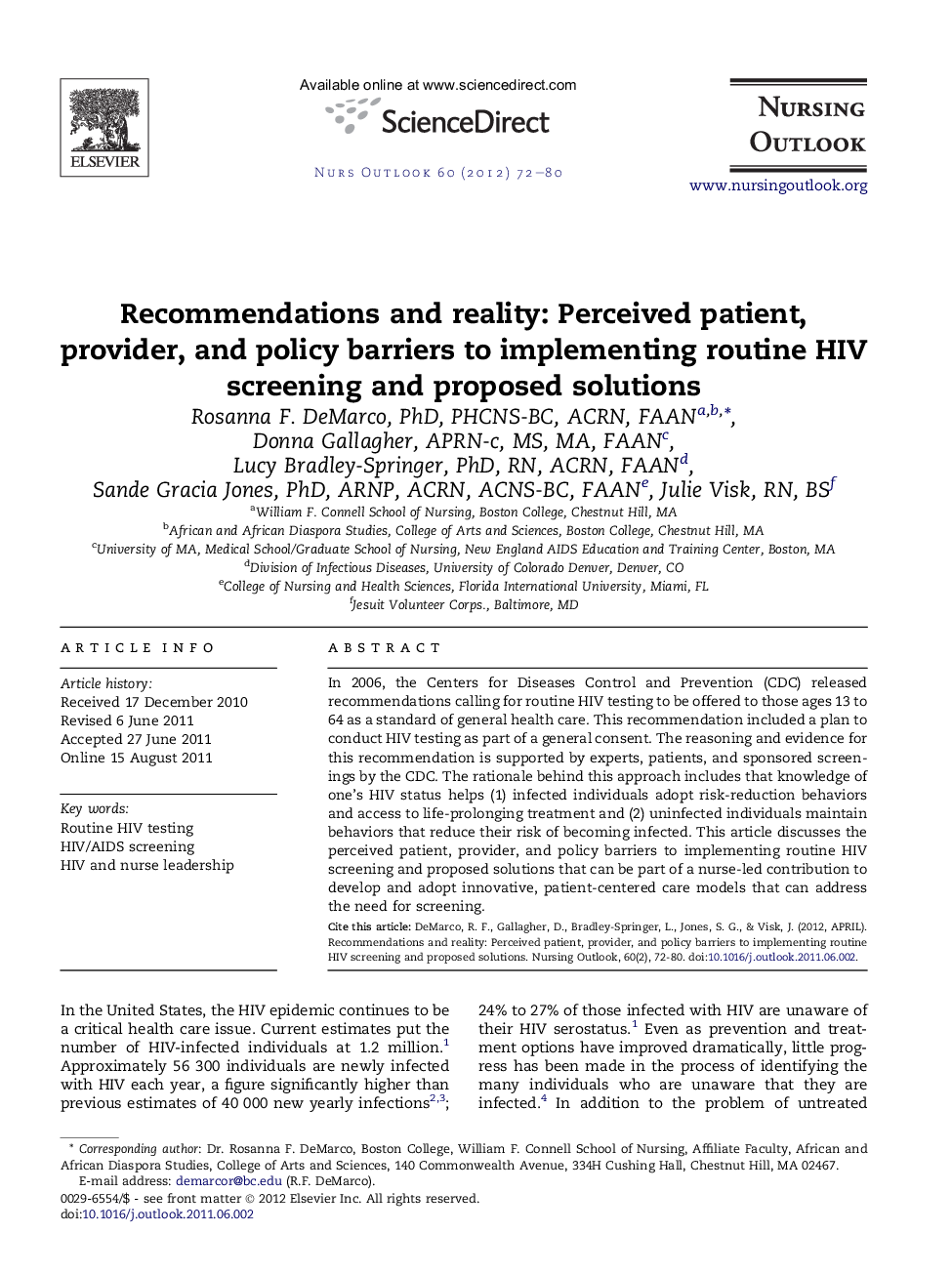 Recommendations and reality: Perceived patient, provider, and policy barriers to implementing routine HIV screening and proposed solutions