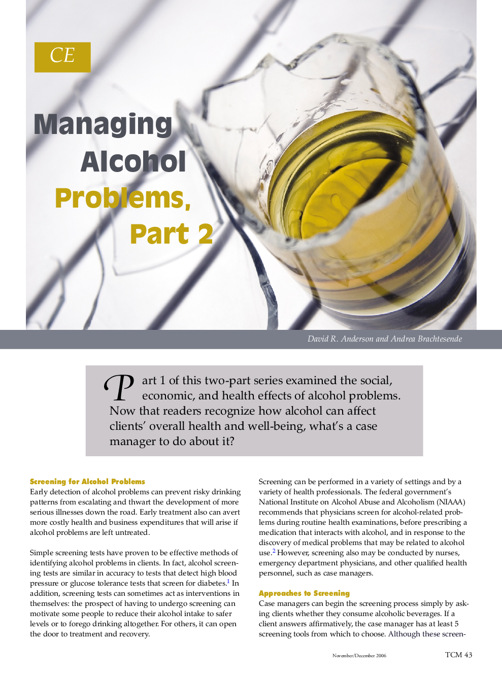 CE: Managing alcohol problems, Part 2 