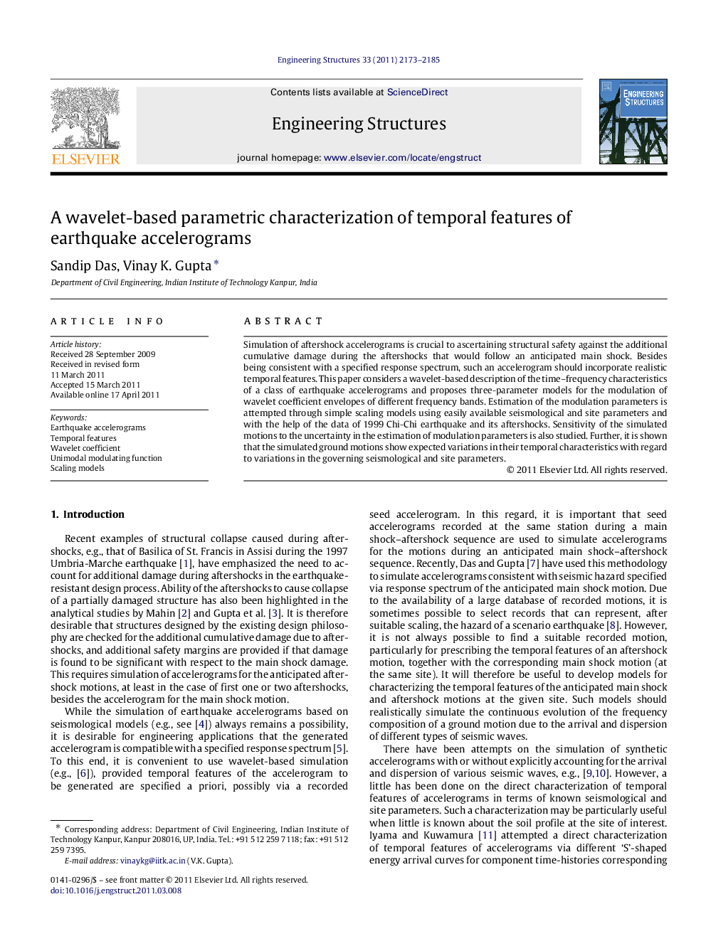 A wavelet-based parametric characterization of temporal features of earthquake accelerograms