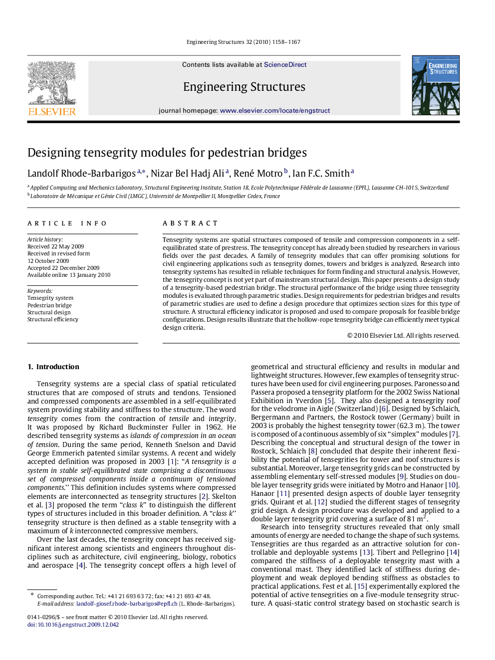 Designing tensegrity modules for pedestrian bridges