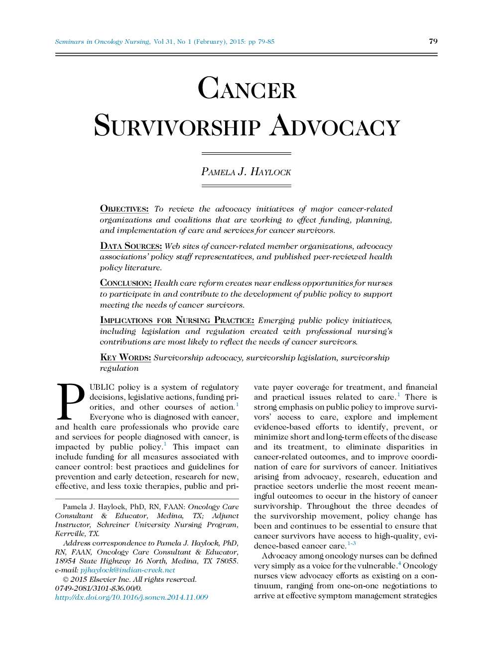 Cancer Survivorship Advocacy