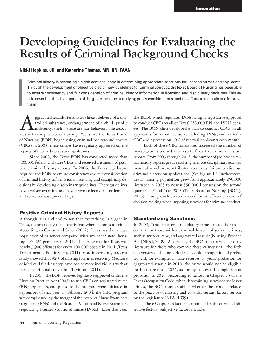 عکس صفحه اول مقاله: Developing Guidelines for Evaluating the Results of Criminal Background Checks Developing Guidelines for Evaluating the Results of Criminal Background Checks