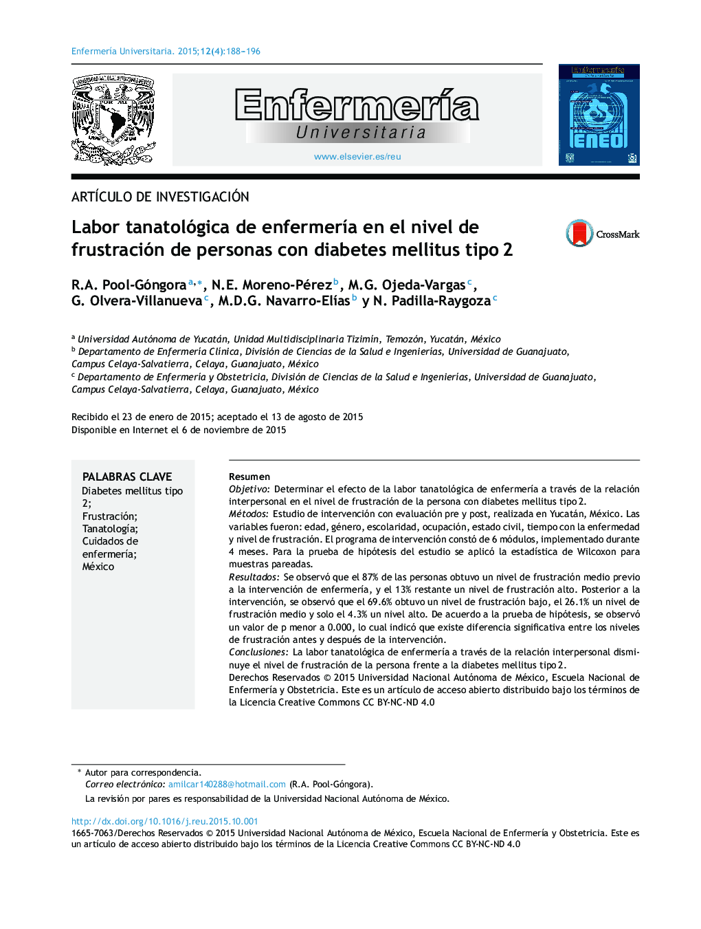 Labor tanatológica de enfermería en el nivel de frustración de personas con diabetes mellitus tipo 2 