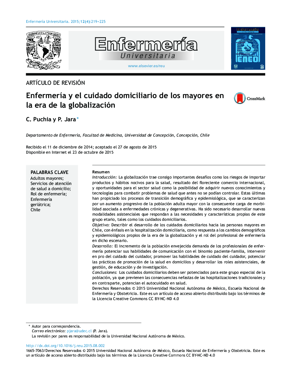 Enfermería y el cuidado domiciliario de los mayores en la era de la globalización 