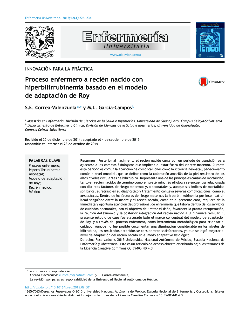 Proceso enfermero a recién nacido con hiperbilirrubinemia basado en el modelo de adaptación de Roy 