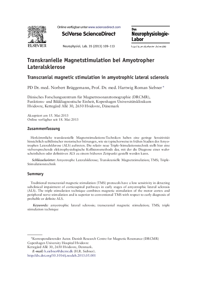 Transkranielle Magnetstimulation bei Amyotropher Lateralsklerose