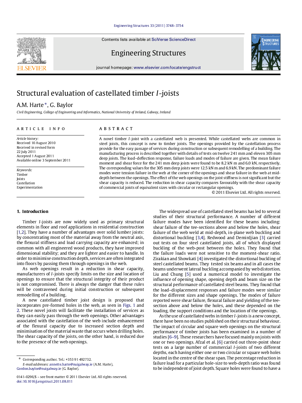 Structural evaluation of castellated timber II-joists