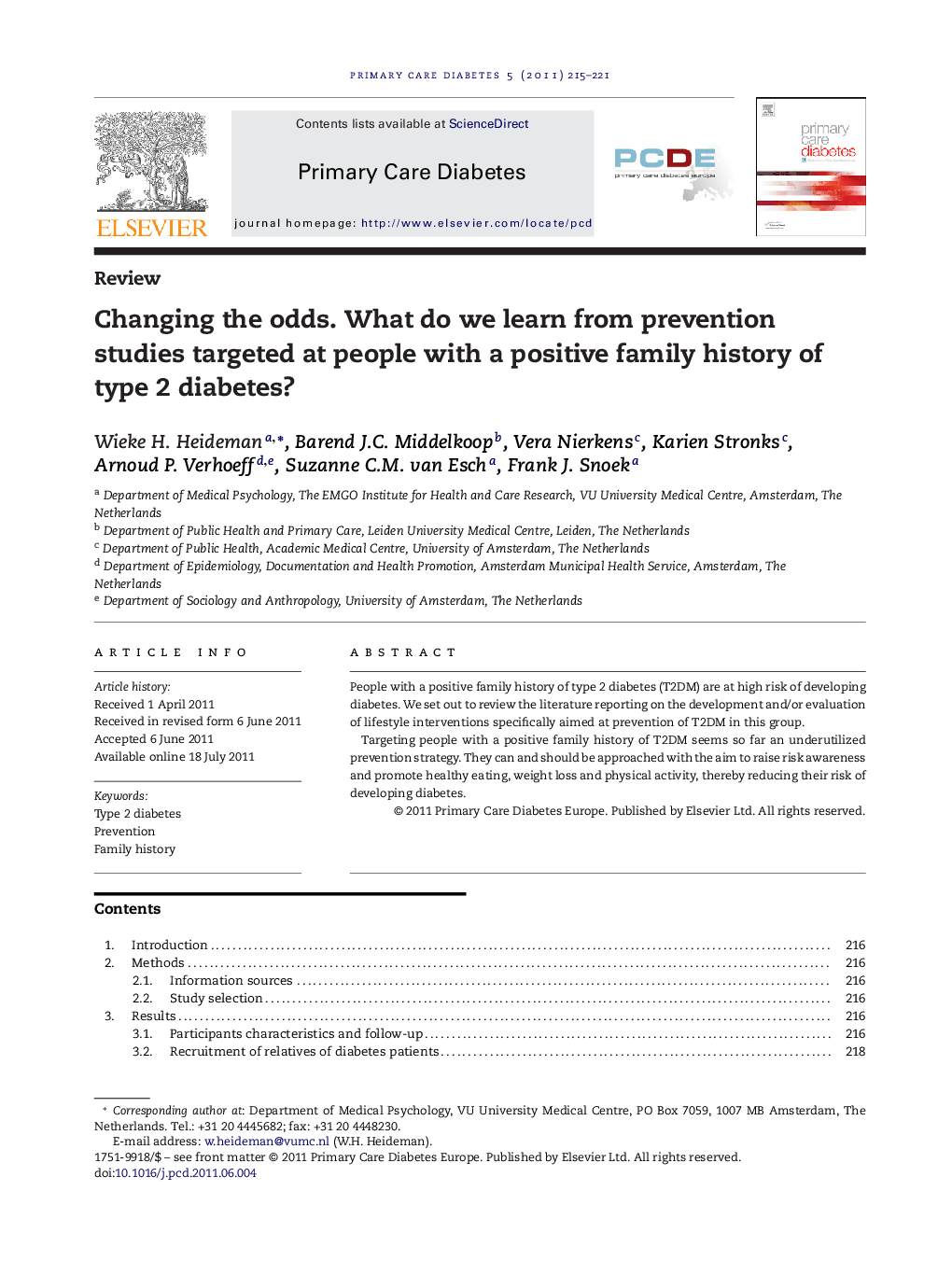 Changing the odds. What do we learn from prevention studies targeted at people with a positive family history of type 2 diabetes?