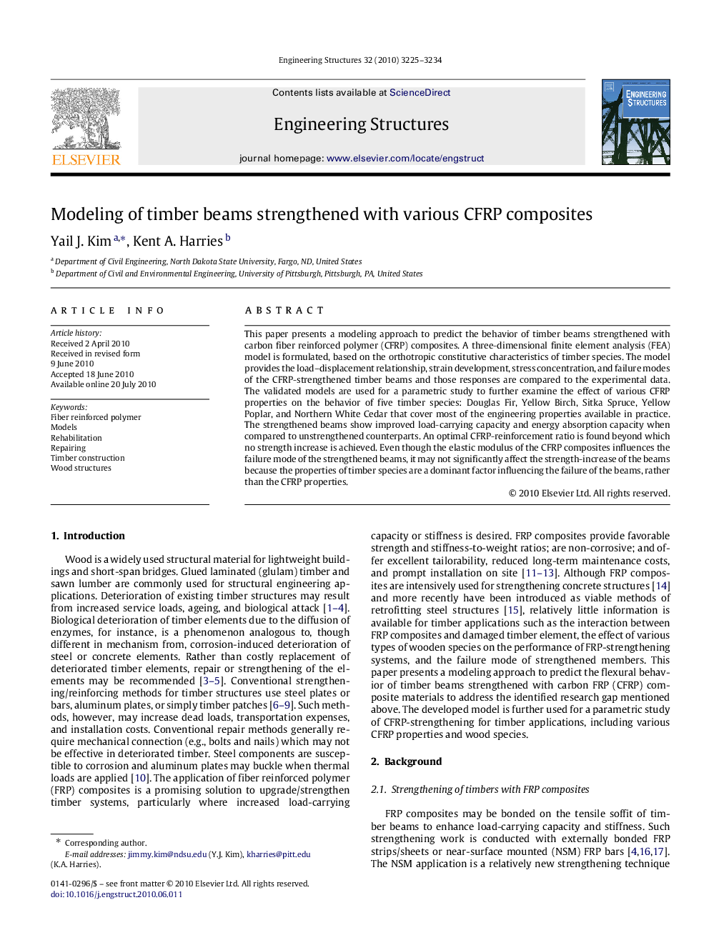 Modeling of timber beams strengthened with various CFRP composites