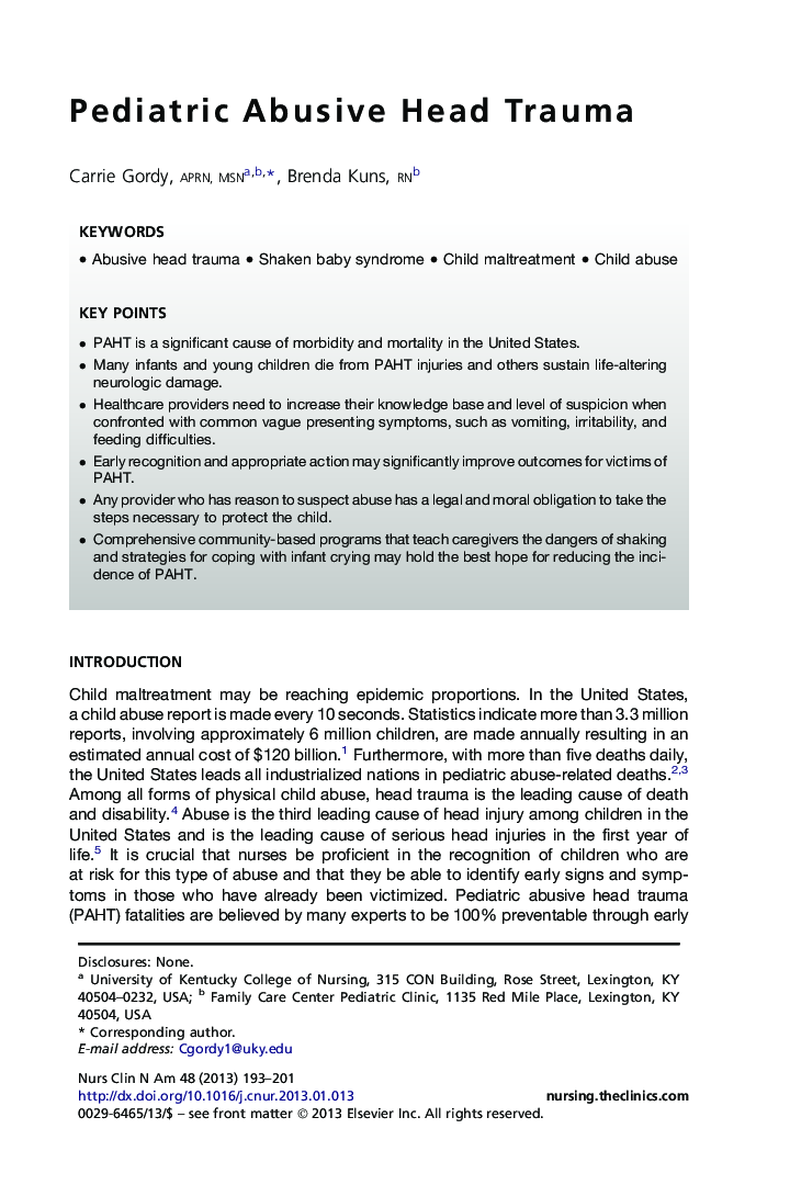 Pediatric Abusive Head Trauma