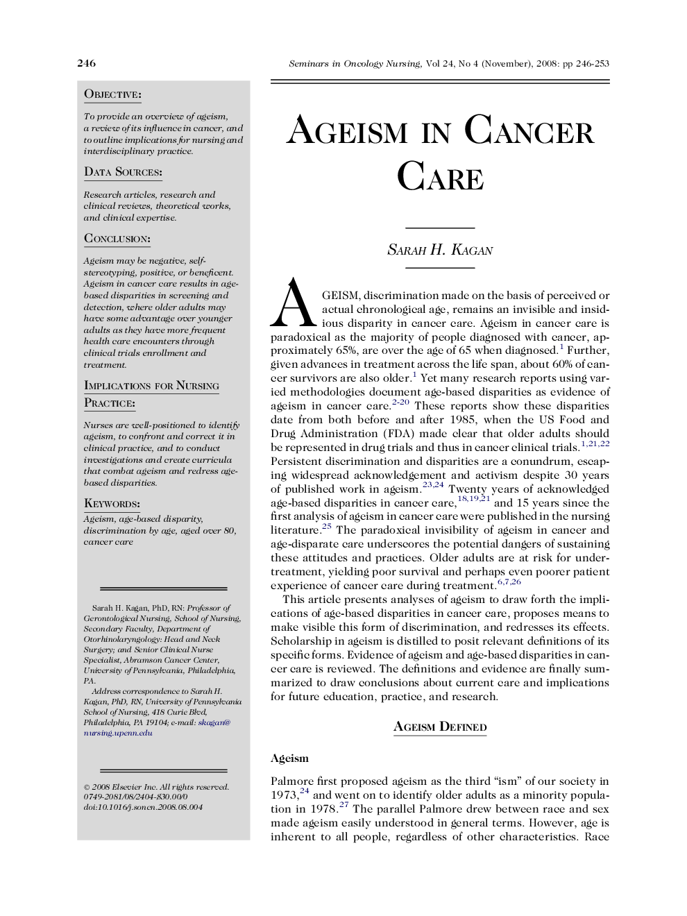 Ageism in Cancer Care