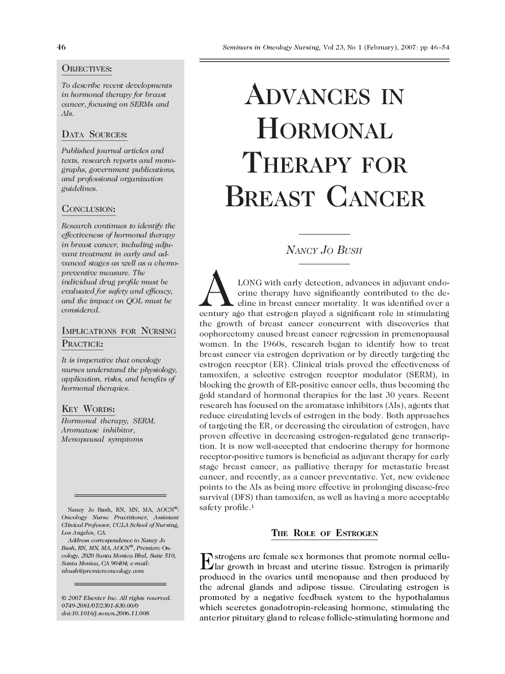 Advances in Hormonal Therapy for Breast Cancer