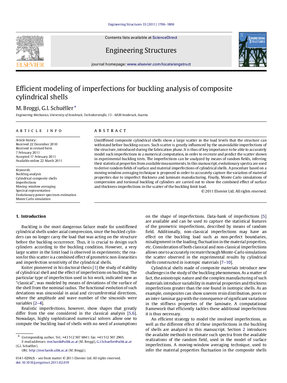 Efficient modeling of imperfections for buckling analysis of composite cylindrical shells