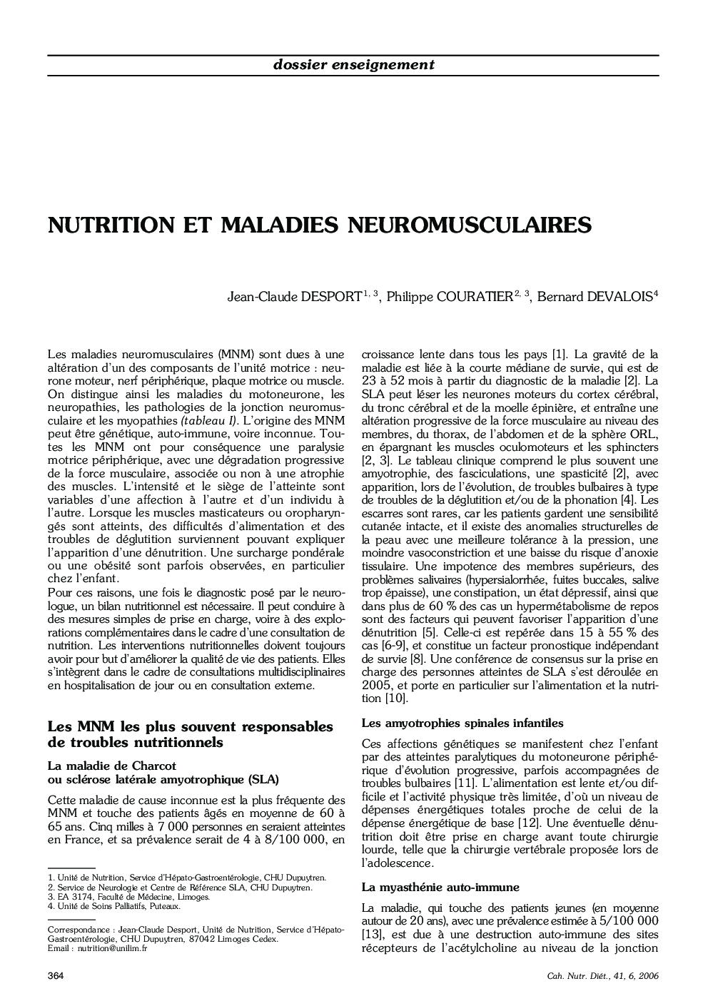 Nutrition et maladies neuromusculaires