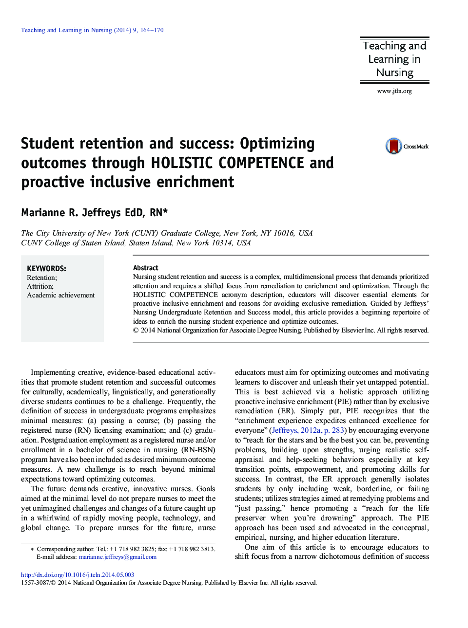 Student retention and success: Optimizing outcomes through HOLISTIC COMPETENCE and proactive inclusive enrichment