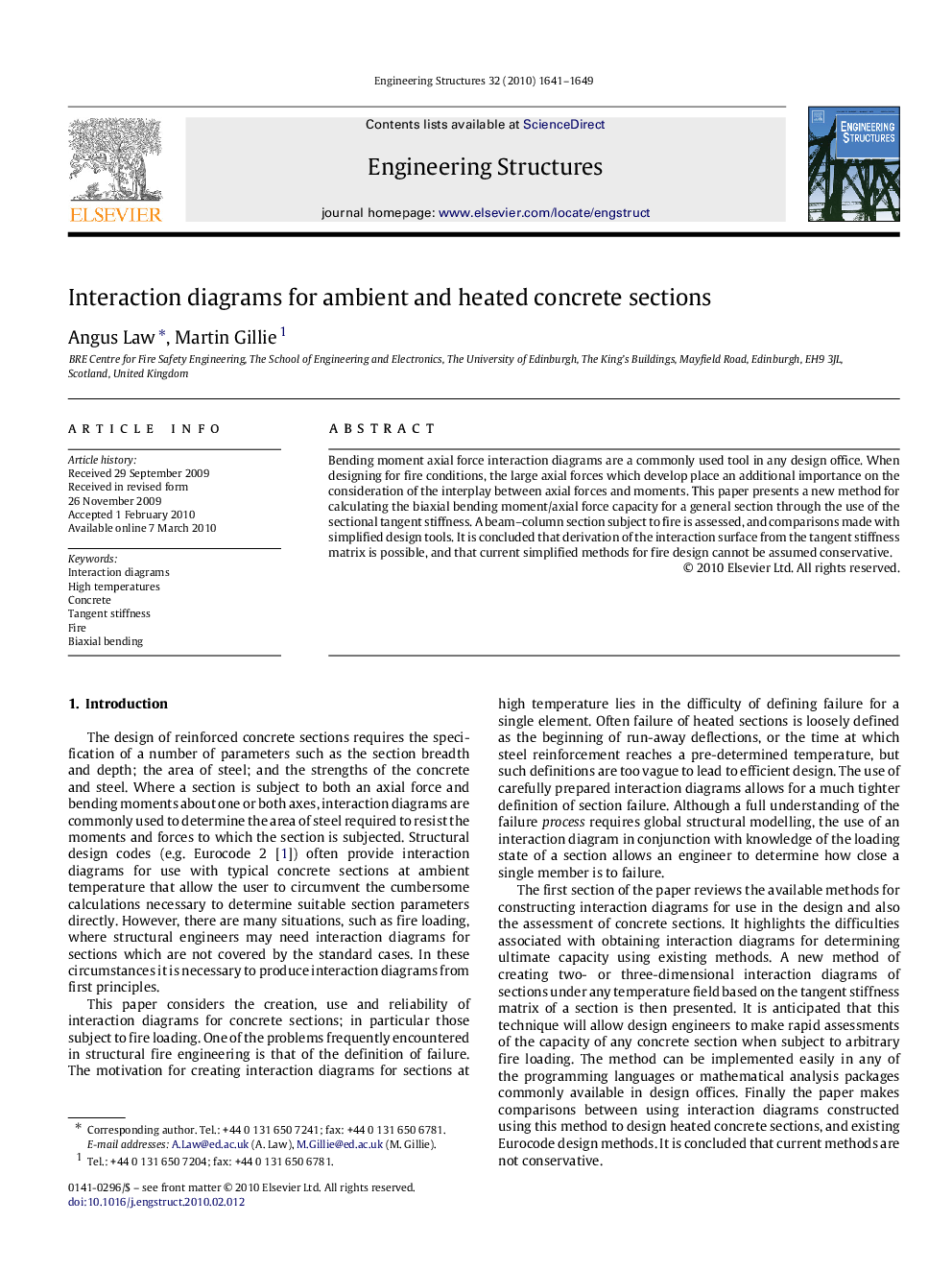 Interaction diagrams for ambient and heated concrete sections