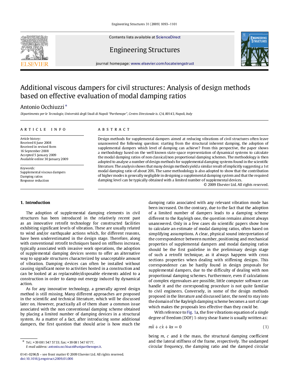 Additional viscous dampers for civil structures: Analysis of design methods based on effective evaluation of modal damping ratios