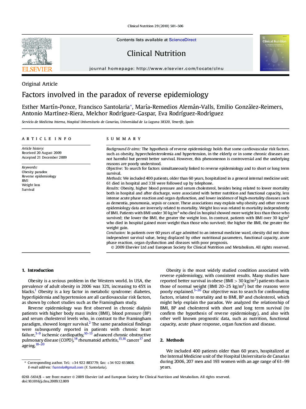 Factors involved in the paradox of reverse epidemiology