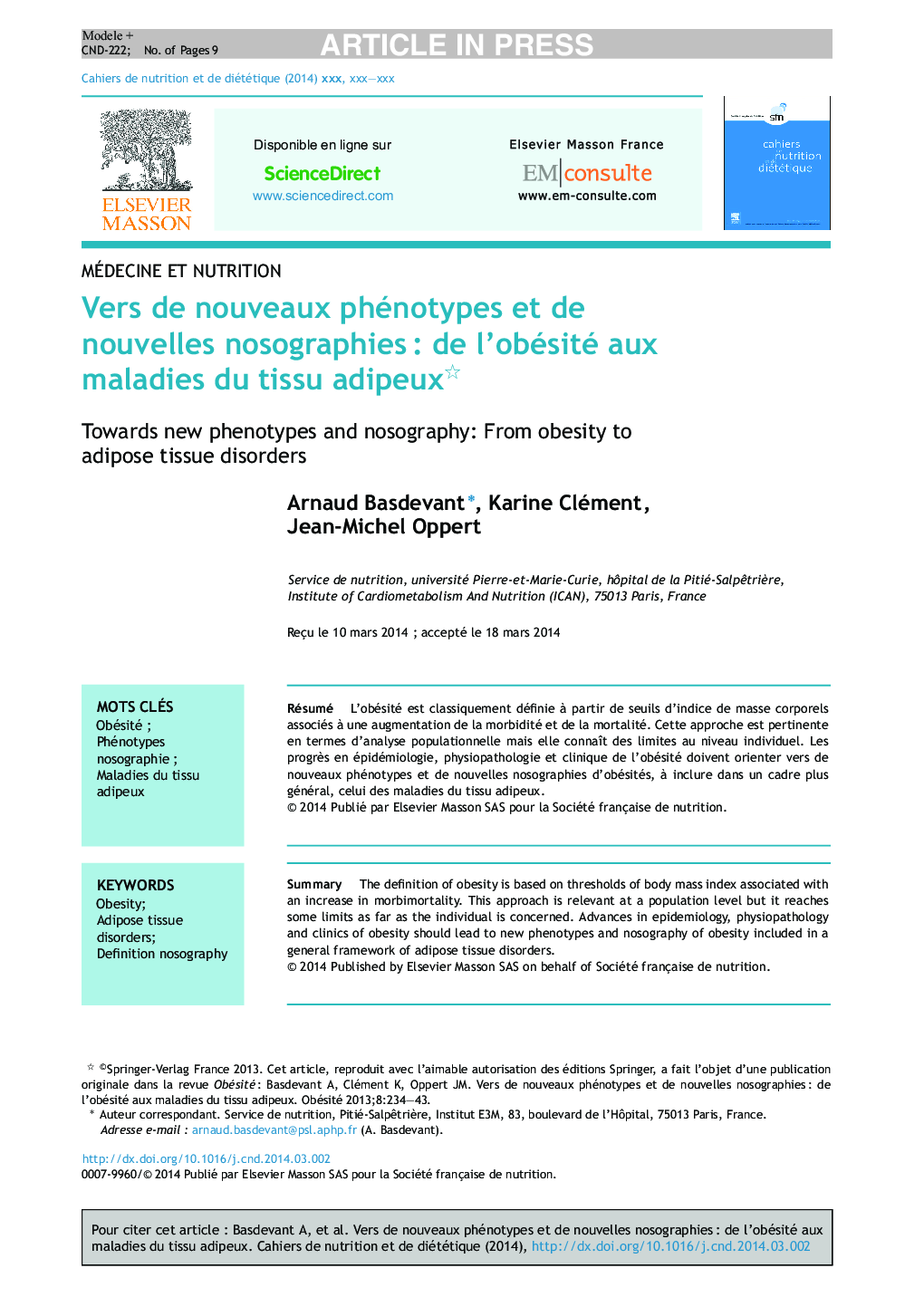 Vers de nouveaux phénotypes et de nouvelles nosographiesÂ : de l'obésité aux maladies du tissu adipeux