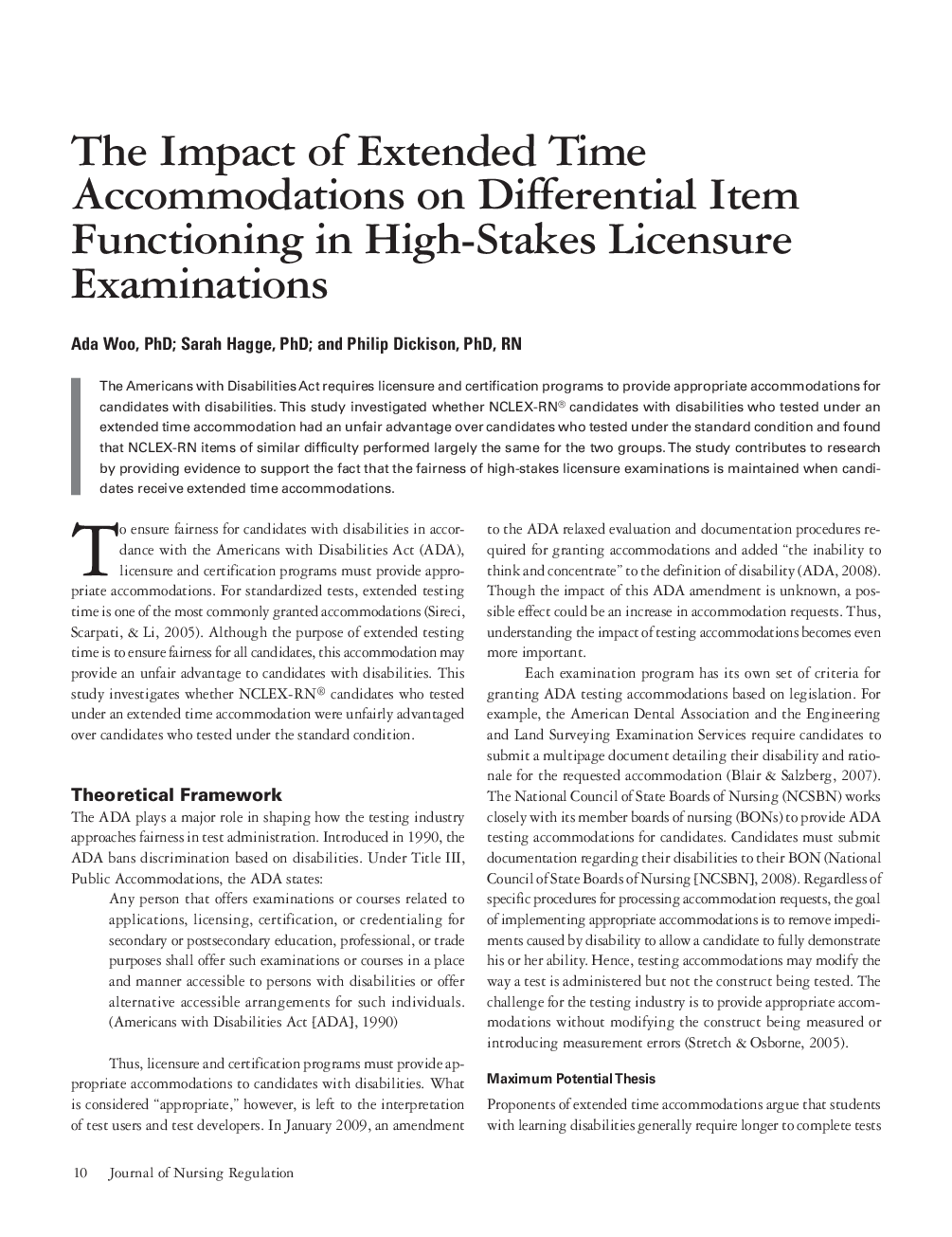 عکس صفحه اول مقاله: The Impact of Extended Time Accommodations on Differential Item Functioning in High-Stakes Licensure Examinations The Impact of Extended Time Accommodations on Differential Item Functioning in High-Stakes Licensure Examinations