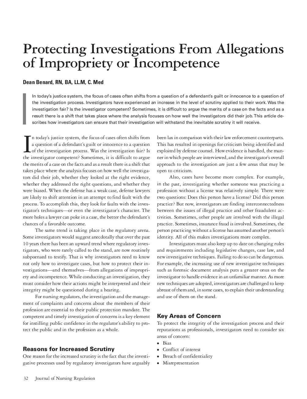 عکس صفحه اول مقاله: Protecting Investigations From Allegations of Impropriety or Incompetence Protecting Investigations From Allegations of Impropriety or Incompetence