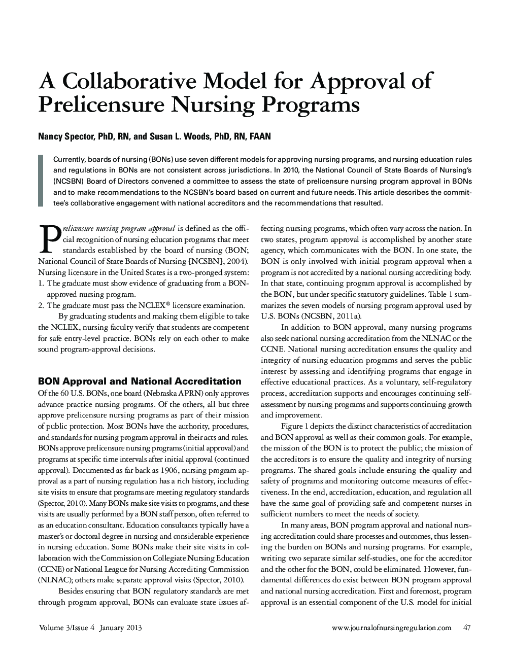 A Collaborative Model for Approval of Prelicensure Nursing Programs