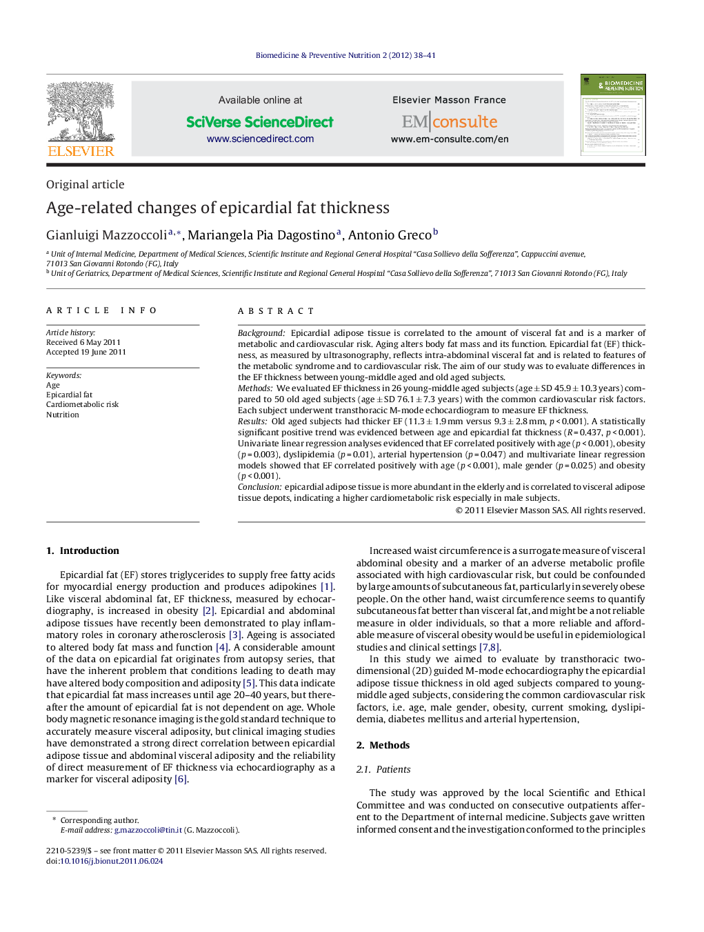 Age-related changes of epicardial fat thickness