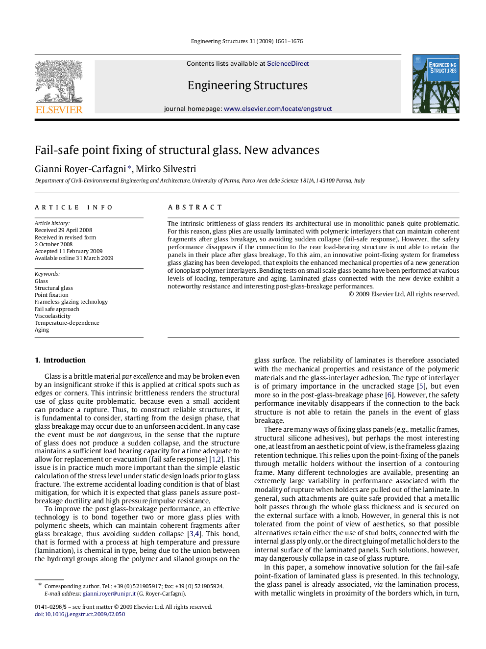 Fail-safe point fixing of structural glass. New advances