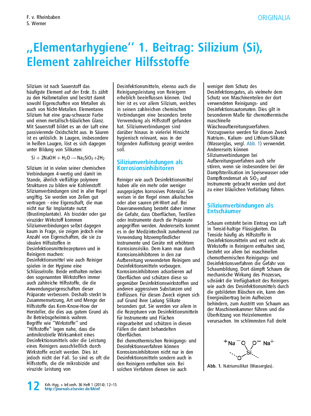 عکس صفحه اول مقاله: ,,Elementarhygiene“ 1. Beitrag: Silizium (Si), Element zahlreicher Hilfsstoffe ,,Elementarhygiene“ 1. Beitrag: Silizium (Si), Element zahlreicher Hilfsstoffe