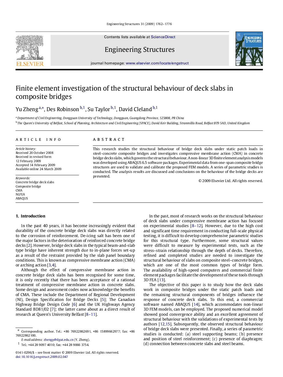 Finite element investigation of the structural behaviour of deck slabs in composite bridges