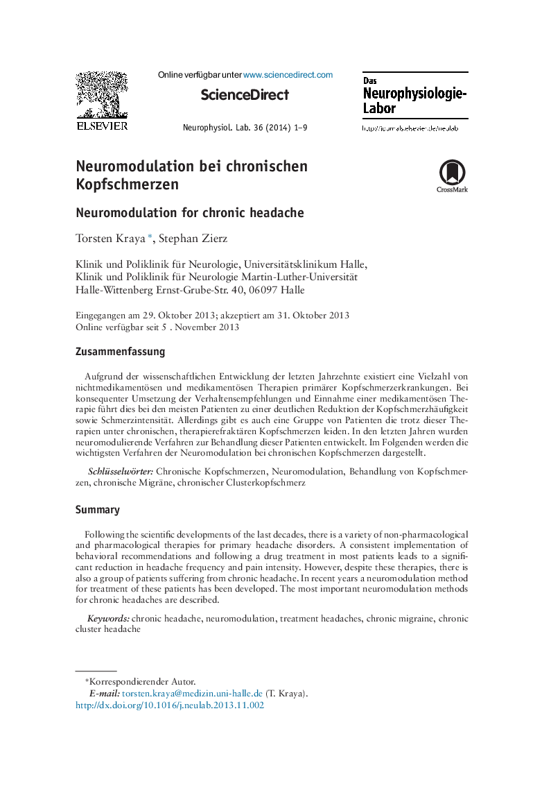 Neuromodulation bei chronischen Kopfschmerzen