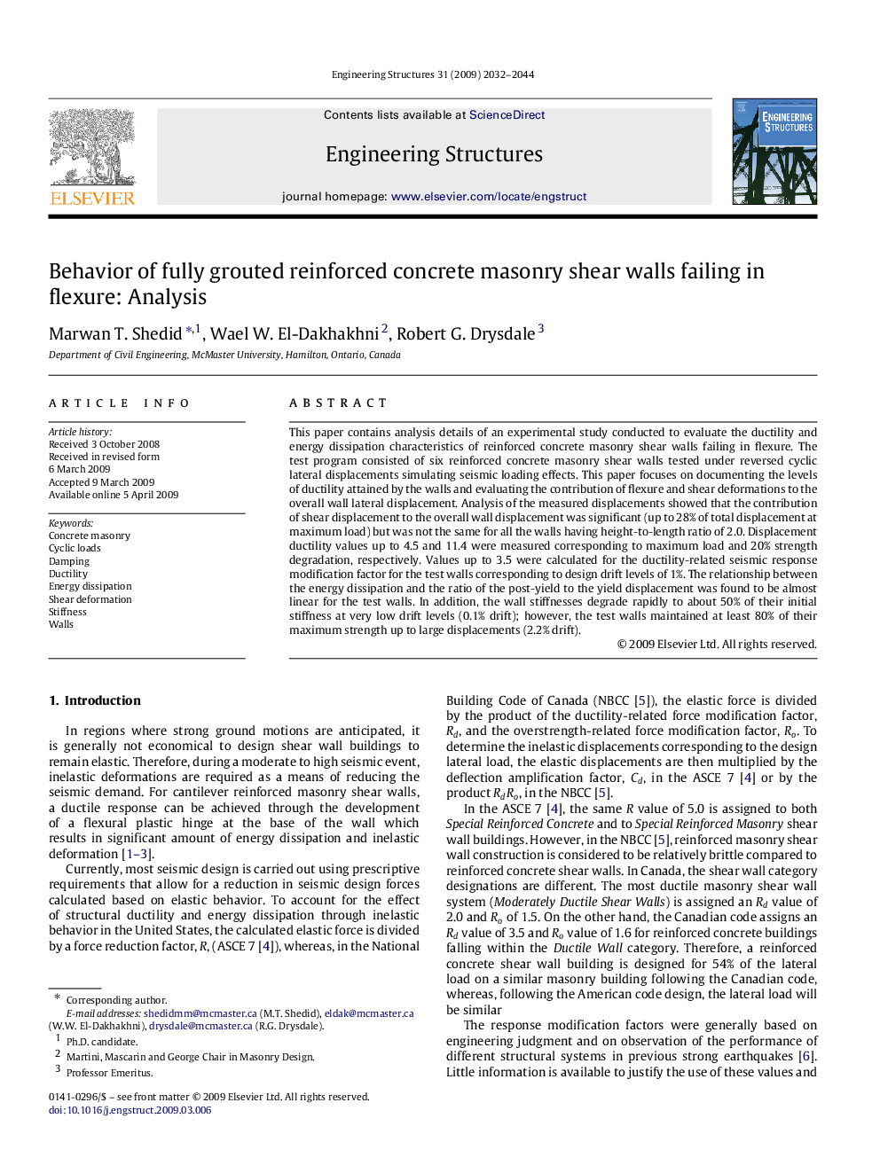 Behavior of fully grouted reinforced concrete masonry shear walls failing in flexure: Analysis