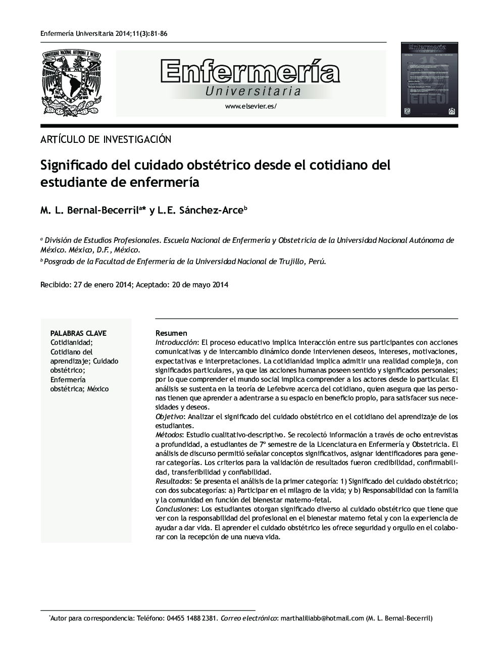 Significado del cuidado obstétrico desde el cotidiano del estudiante de enfermería