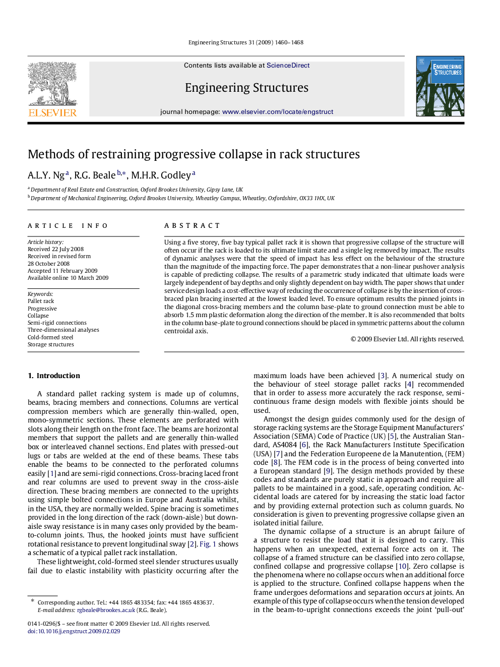 Methods of restraining progressive collapse in rack structures