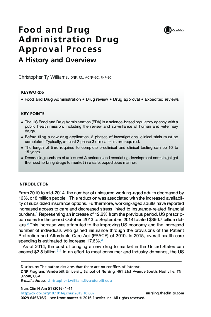 Food and Drug Administration Drug Approval Process