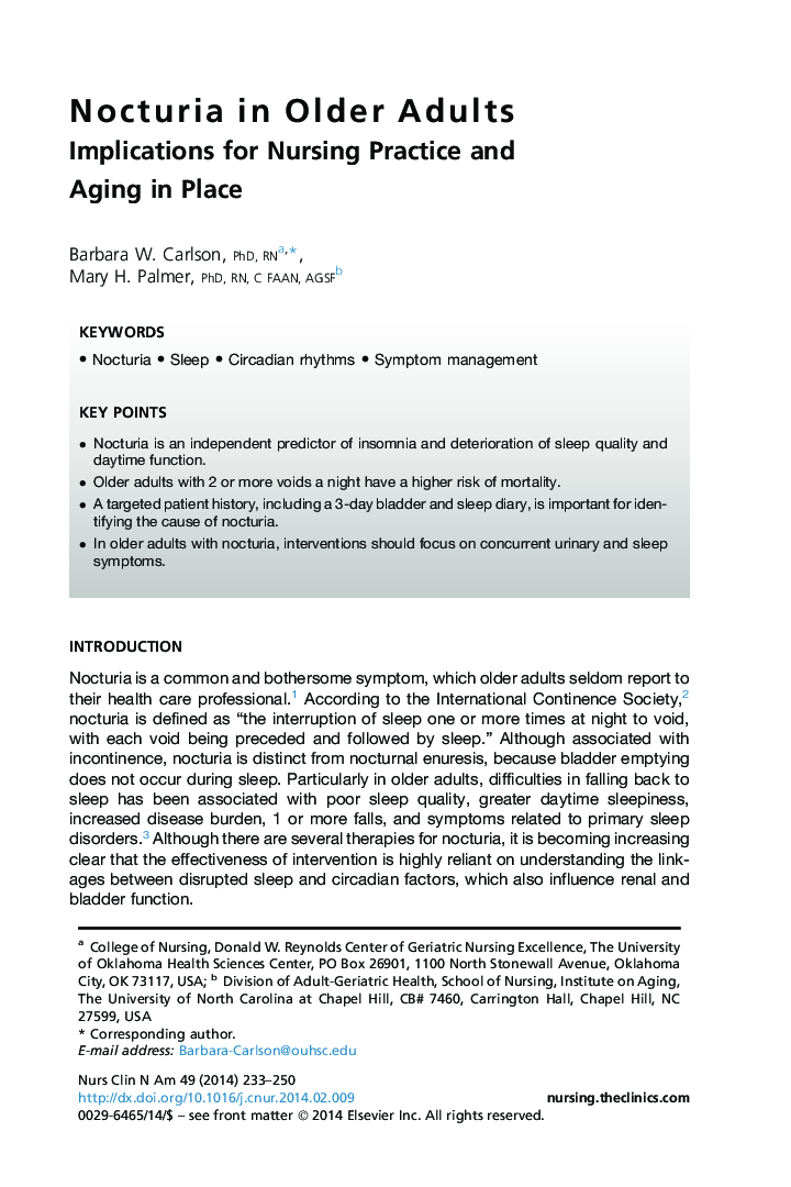 Nocturia in Older Adults