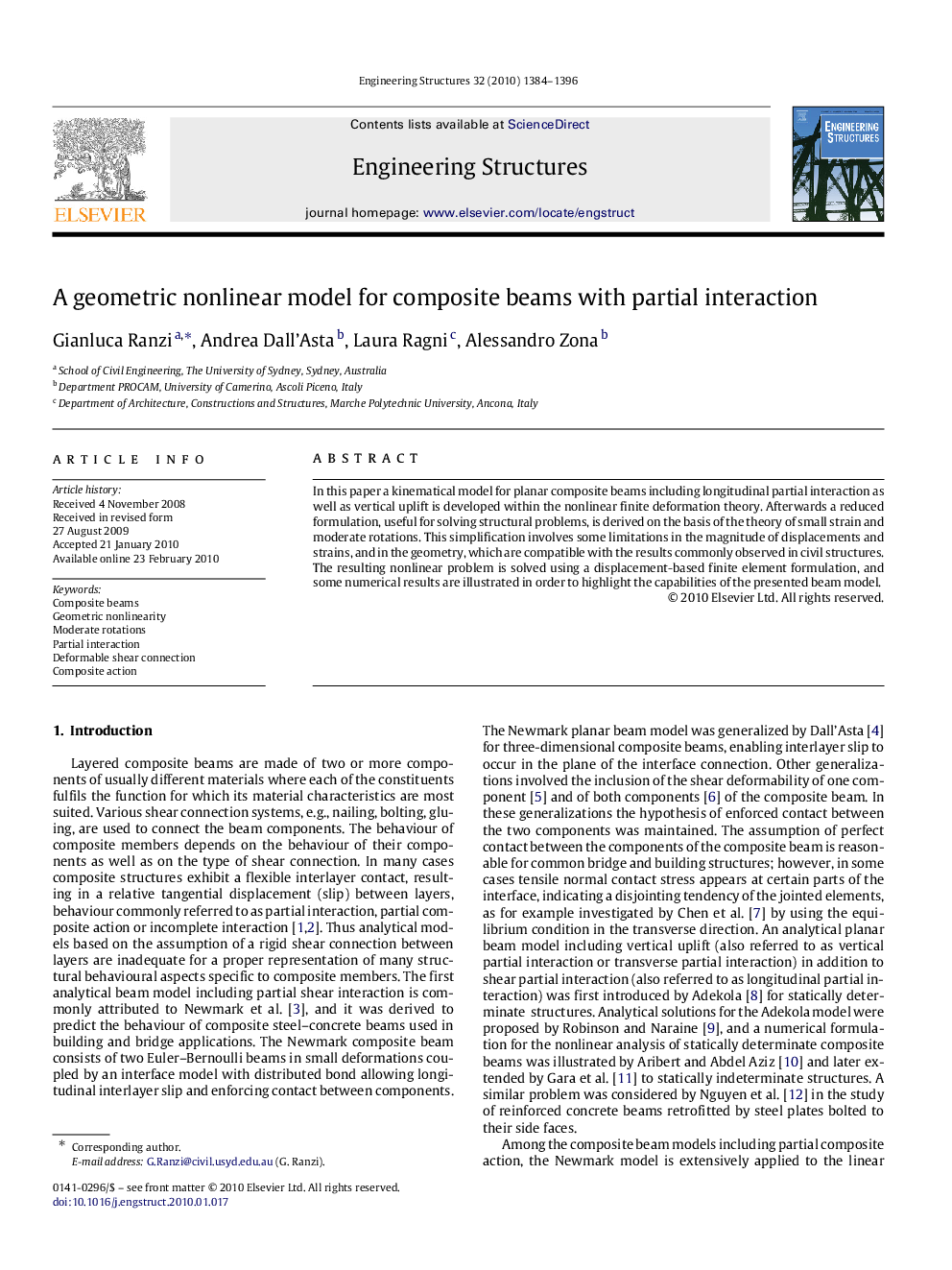 A geometric nonlinear model for composite beams with partial interaction