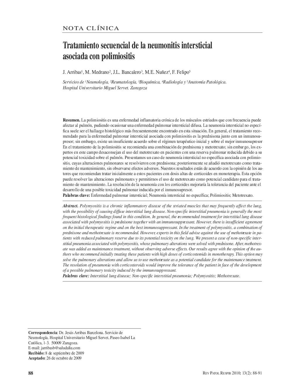 Tratamiento secuencial de la neumonitis intersticial asociada con polimiositis