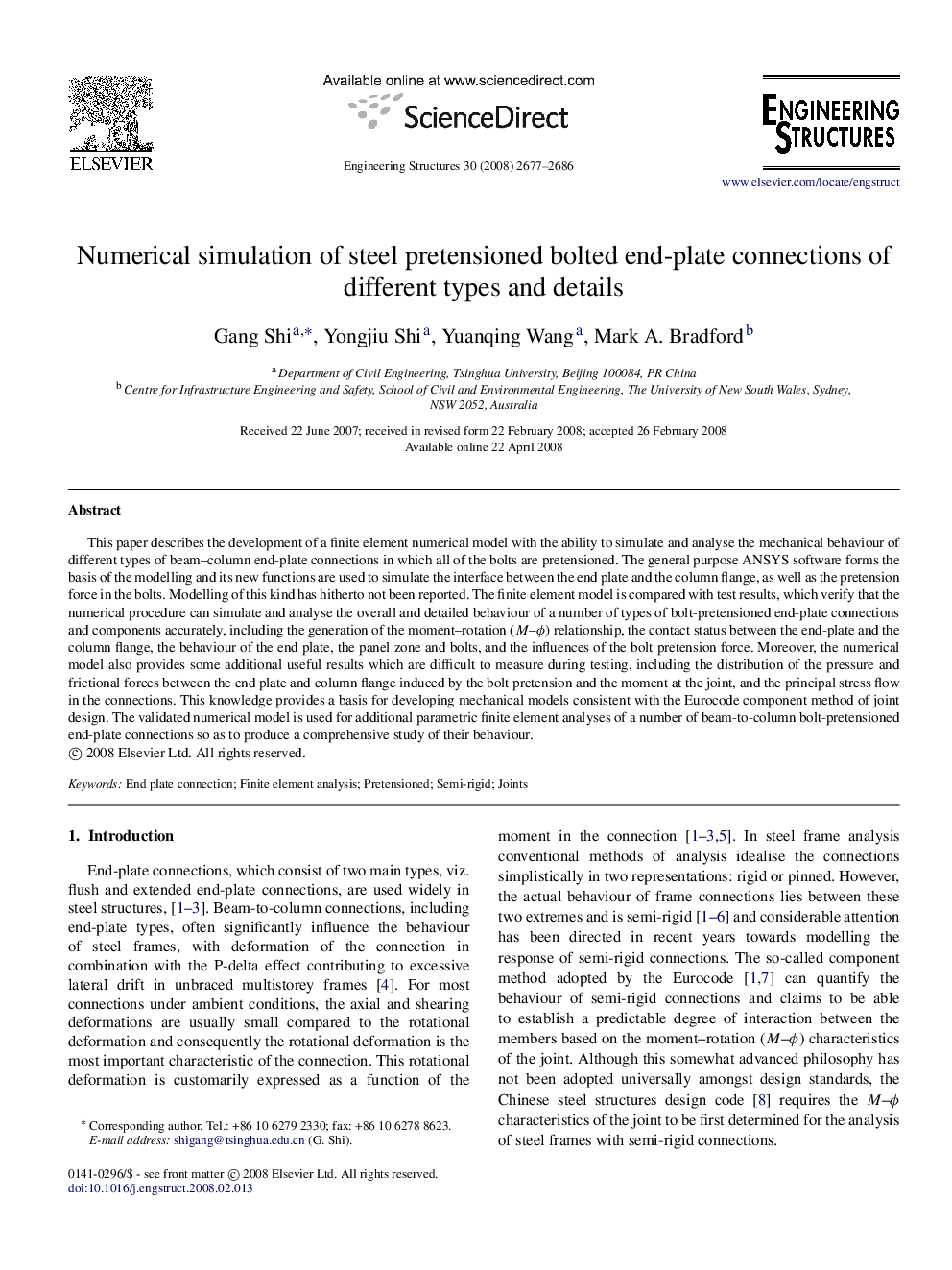 Numerical simulation of steel pretensioned bolted end-plate connections of different types and details