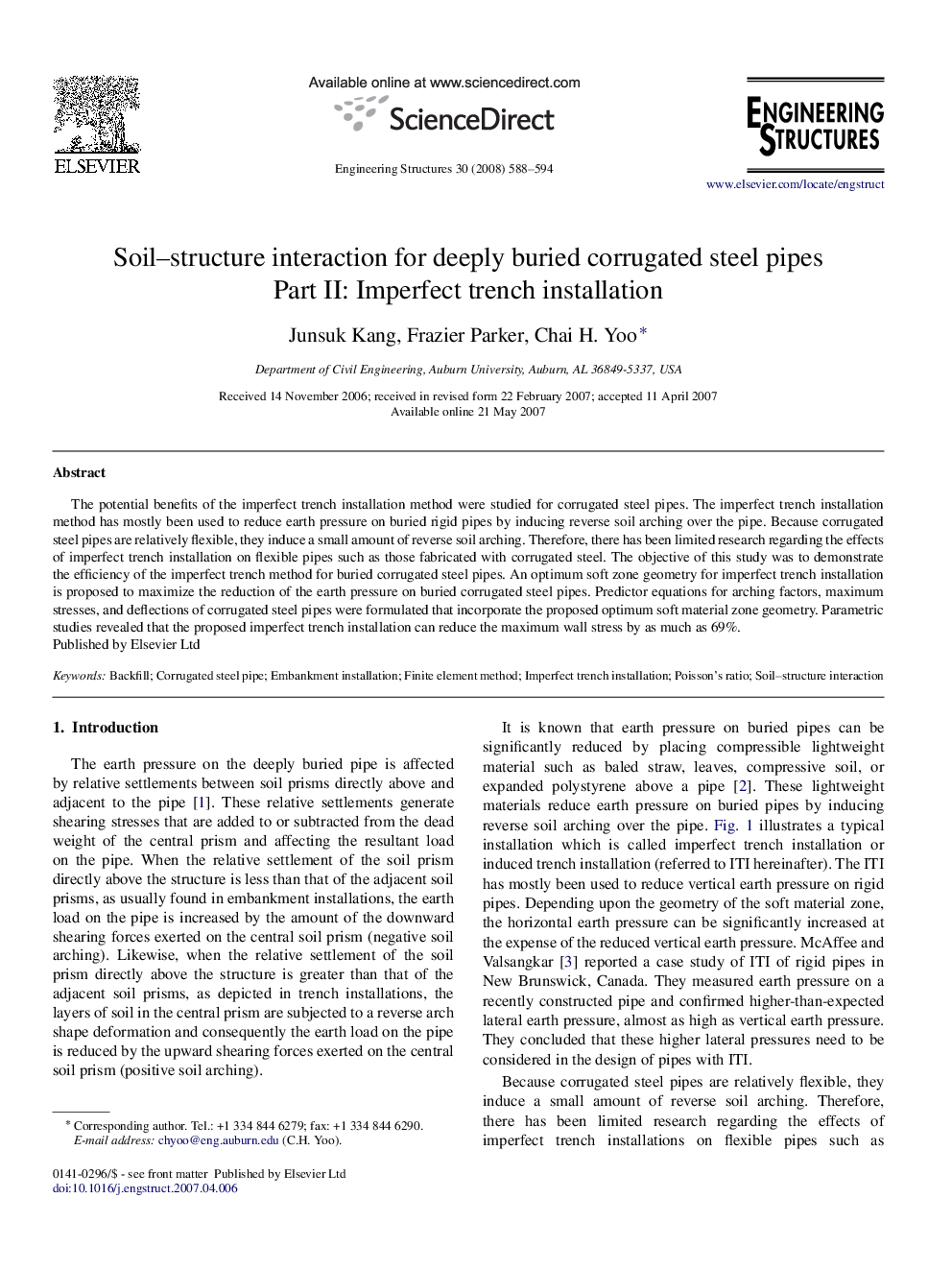 Soil–structure interaction for deeply buried corrugated steel pipes Part II: Imperfect trench installation