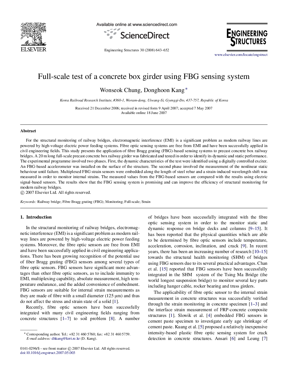 Full-scale test of a concrete box girder using FBG sensing system