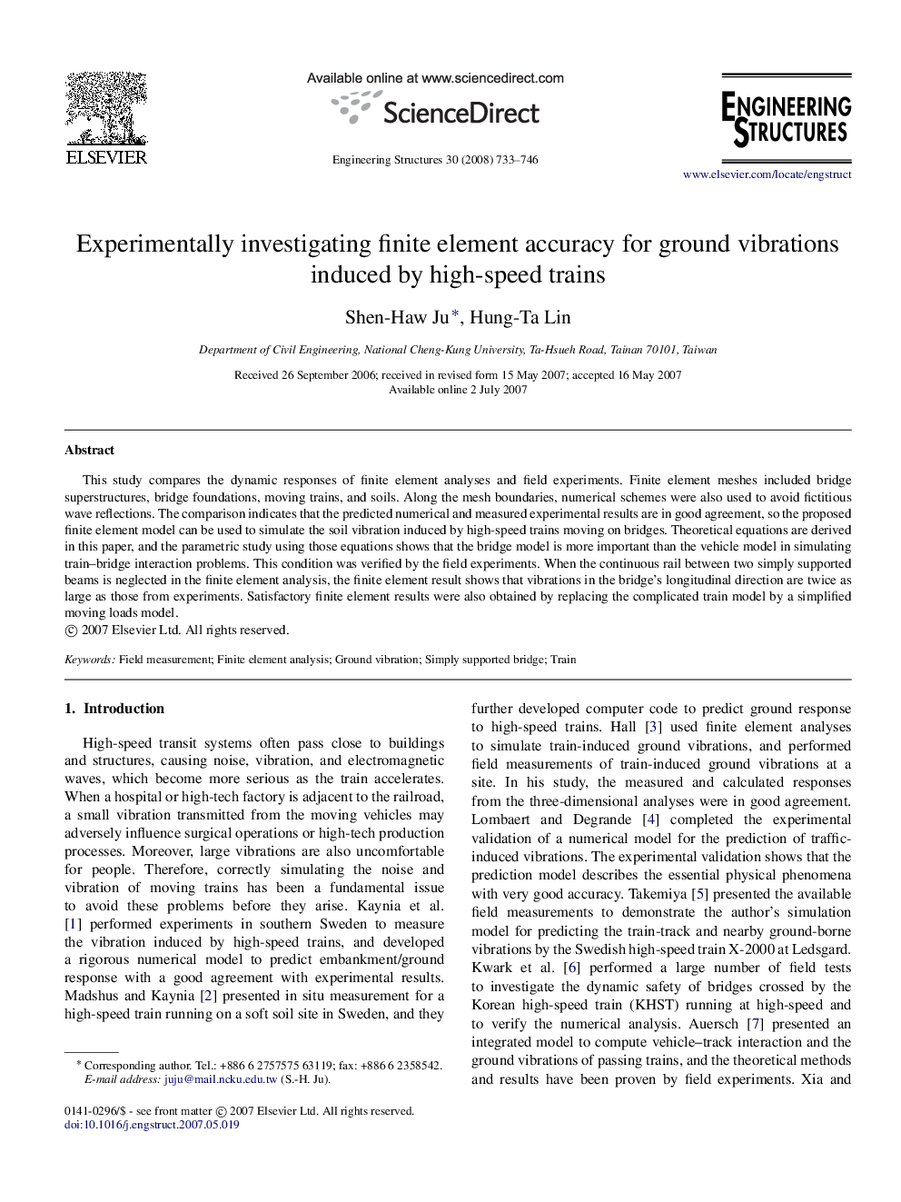 Experimentally investigating finite element accuracy for ground vibrations induced by high-speed trains