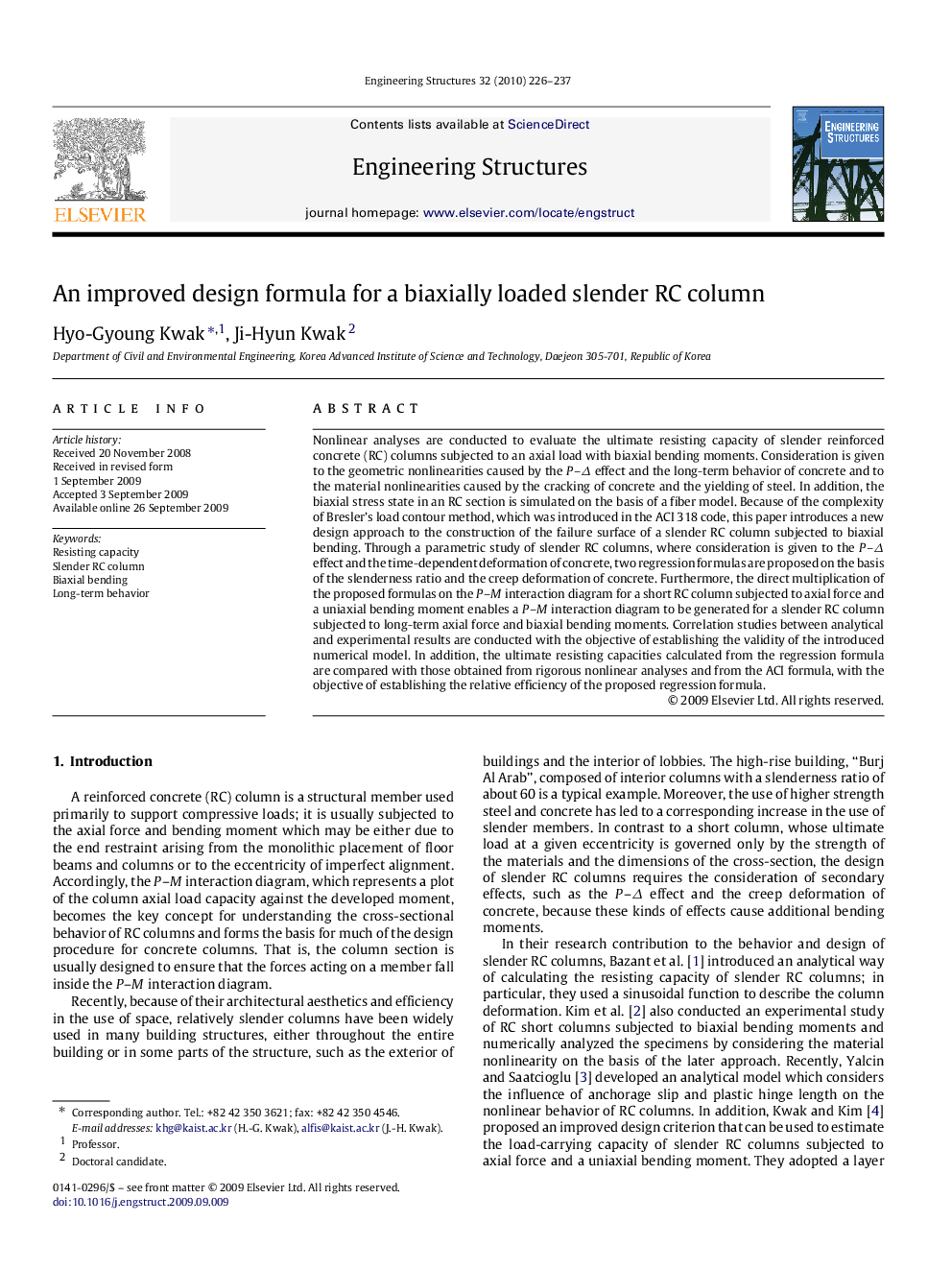 An improved design formula for a biaxially loaded slender RC column