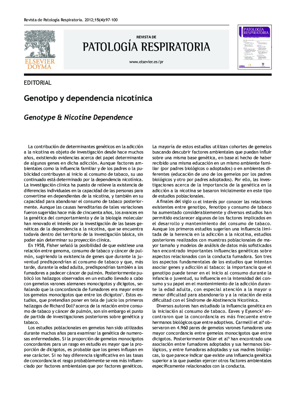 Genotipo y dependencia nicotÃ­nica