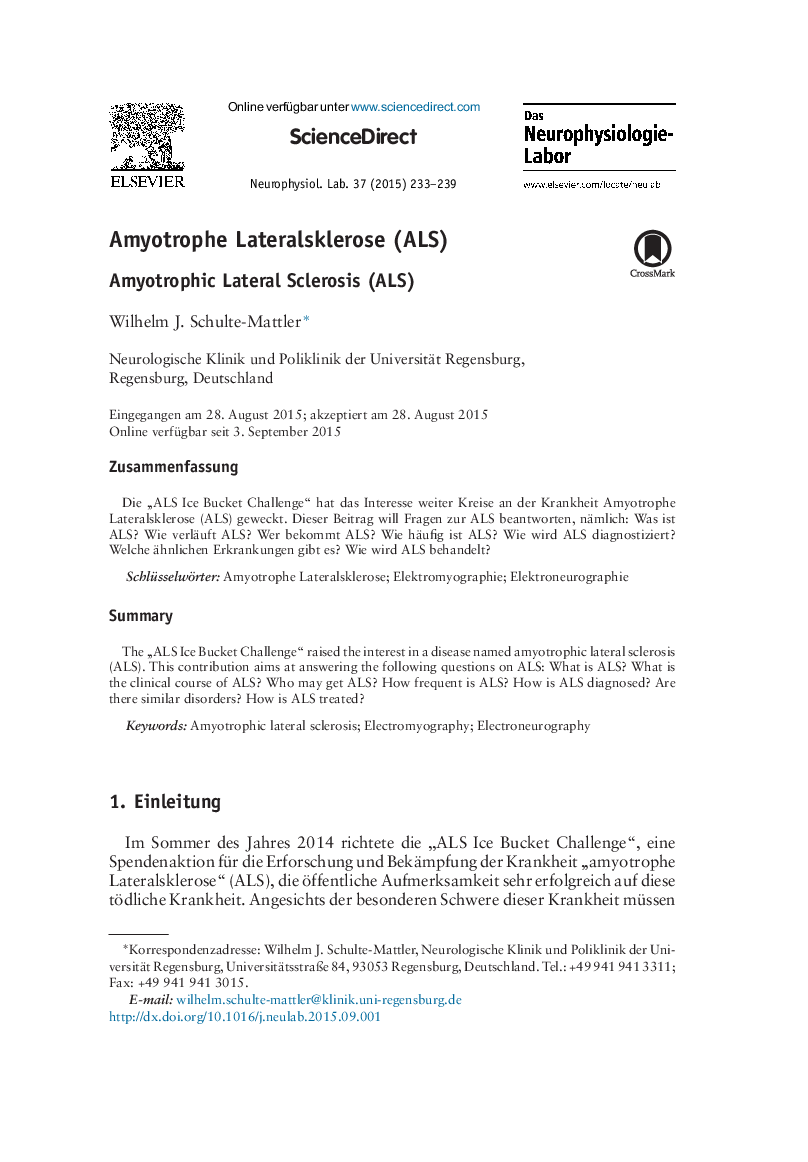 Amyotrophe Lateralsklerose (ALS)