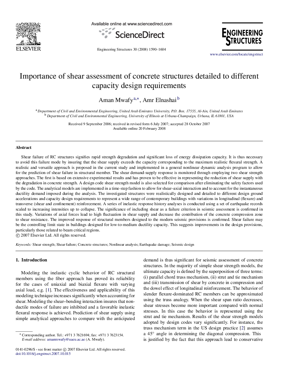 Importance of shear assessment of concrete structures detailed to different capacity design requirements