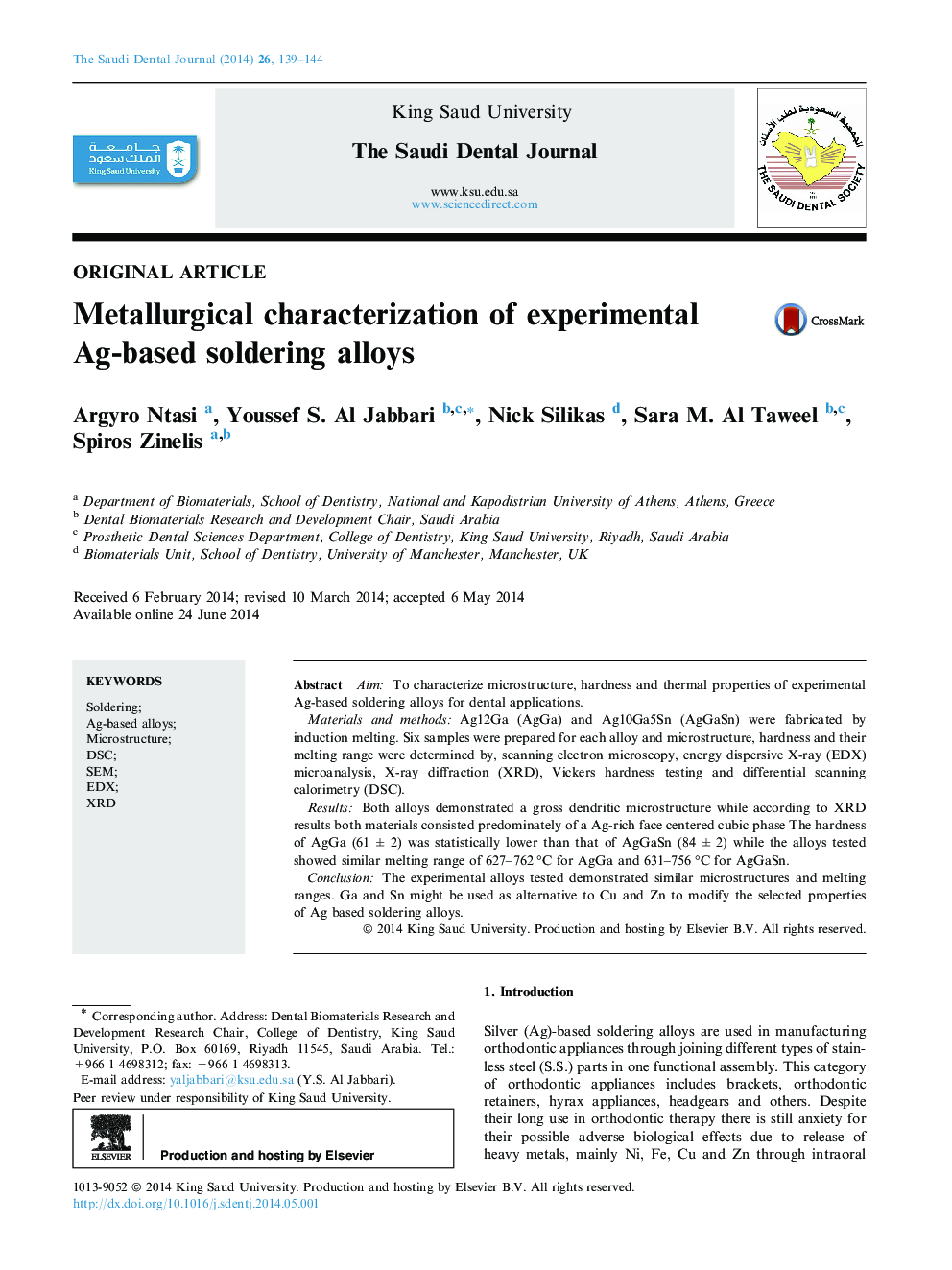 Metallurgical characterization of experimental Ag-based soldering alloys 