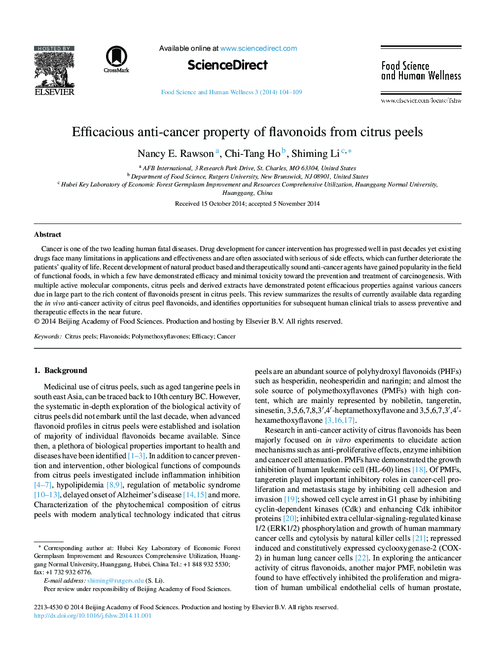 Efficacious anti-cancer property of flavonoids from citrus peels 