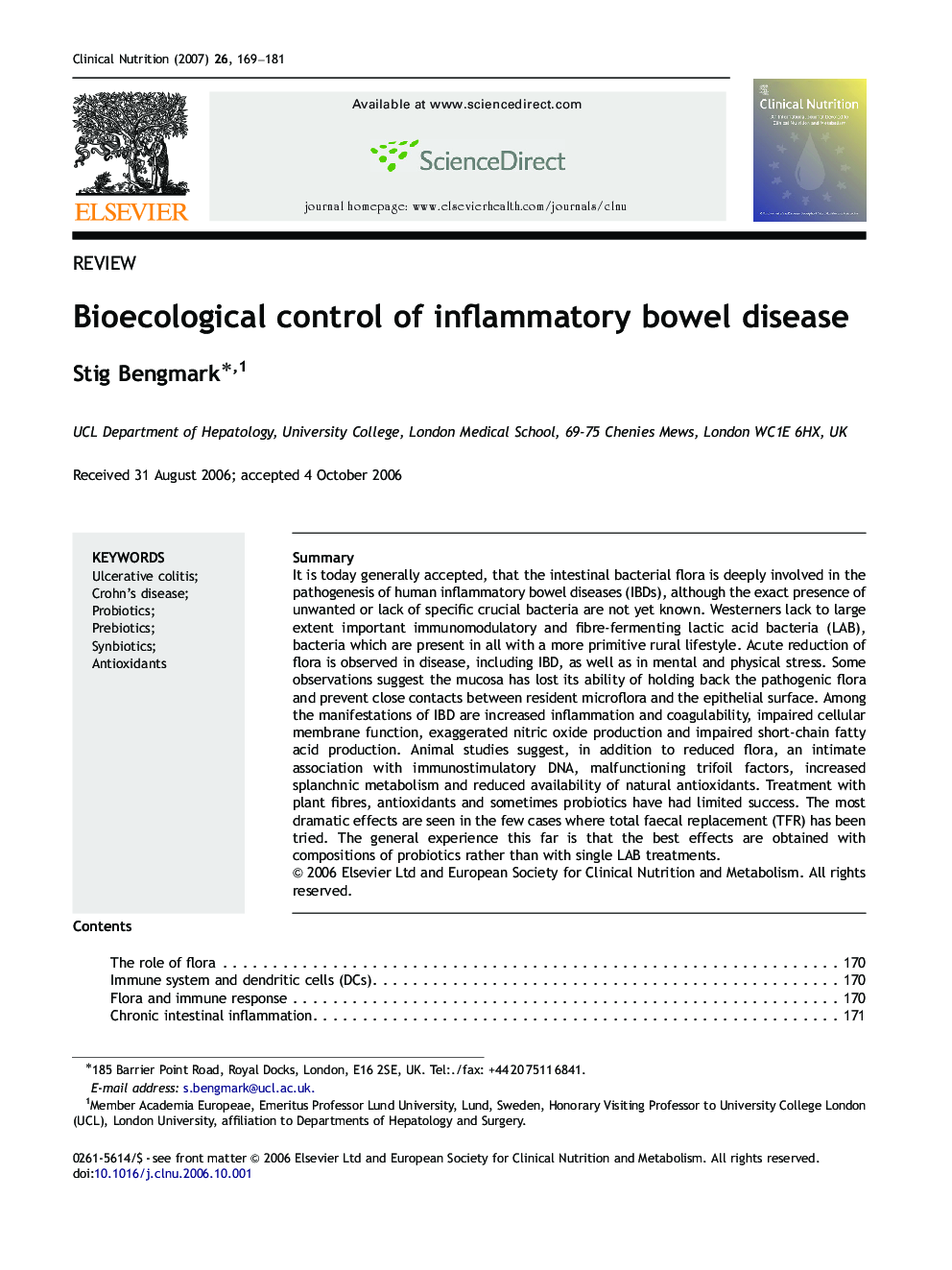 Bioecological control of inflammatory bowel disease