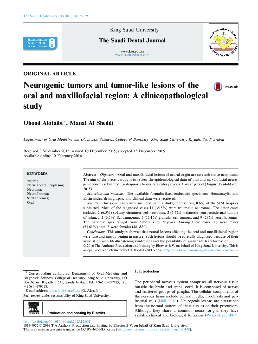 Neurogenic tumors and tumor-like lesions of the oral and maxillofacial region: A clinicopathological study 